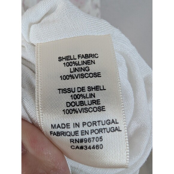 Rebecca Taylor Linen Floral Dress White Pink Extra Small - Picture 7 of 9